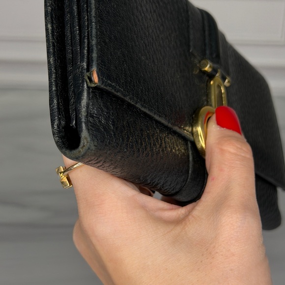 Gucci Black Leather Horsebit Long Wallet Gold Hardware Continental - Picture 6 of 11